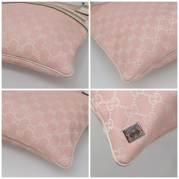 GUCCI GG Canvas Sherry Line Tote Bag Pink Silver 145809 Auth 141943 - Picture 14 of 16